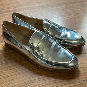 Franco Sarto silver metallic loafers